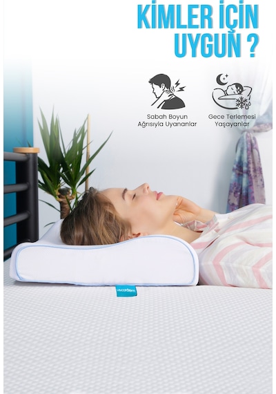 Viscofoam Terletmeyen Boyun Destekli Ortopedik Yastık Jelli Visco Yastık - 57x37x10-7cm