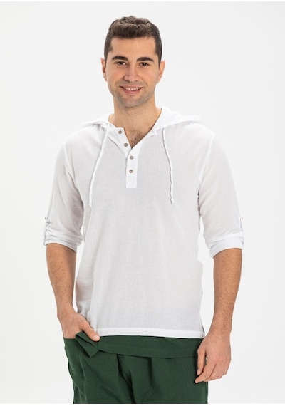 Şile Bezi Kapüşonlu Erkek Sweatshirt Beyaz Byz