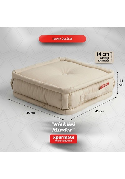 Xpermate Bisküvi Minder Petek Önü Fransız 45x45x14 Bej