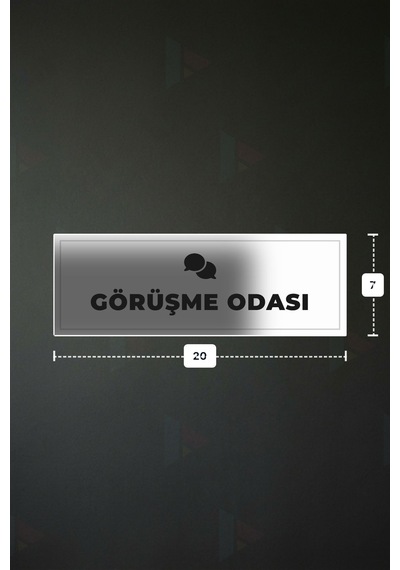 Görüşme Odası Yazılı - Metal - Beyaz Renk - Kapı İsimliği - 20x7 Cm