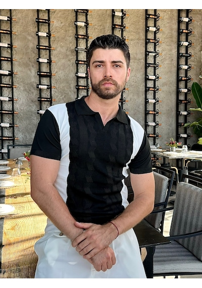 Erkek Polo Yaka Tişört Beyaz Çizgili Siyah Beyaz - Siyah