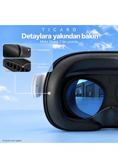 Tıcaro Meta Quest 2 İle Uyumlu Pu Yüz Pedi Ve Arayüz Çerçevesi, Siyah