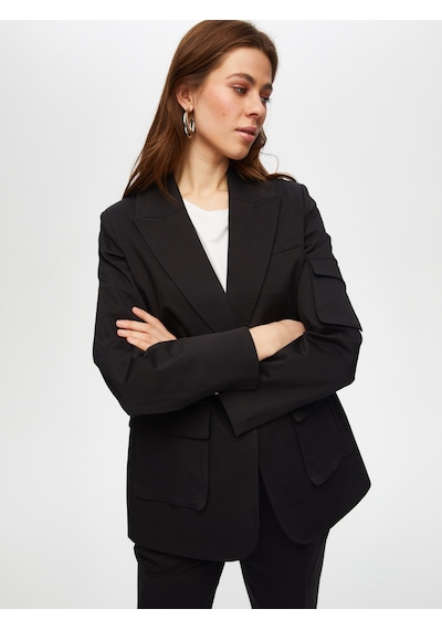 Faik Sönmez Kargo Cep Detaylı Pamuklu Blazer Ceket 018 Us25ckt01810 Siyah