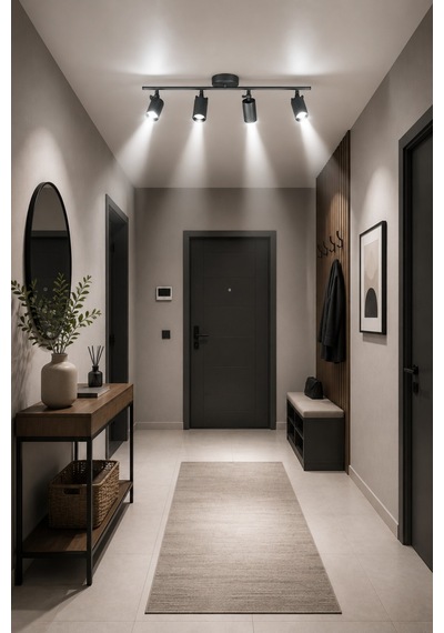 Spoty 4'lü Antrasit Renklibeyaz Işık Modern Tasarım Salon - Mutfak - Banyo Spot Sıralı Avize
