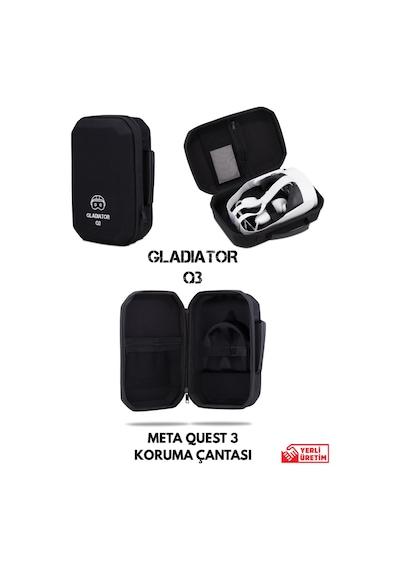 Gladiator Q3 Gri Meta Quest 3 Çantası Quest 3 Ve 3s Uyumlu Özel Çanta