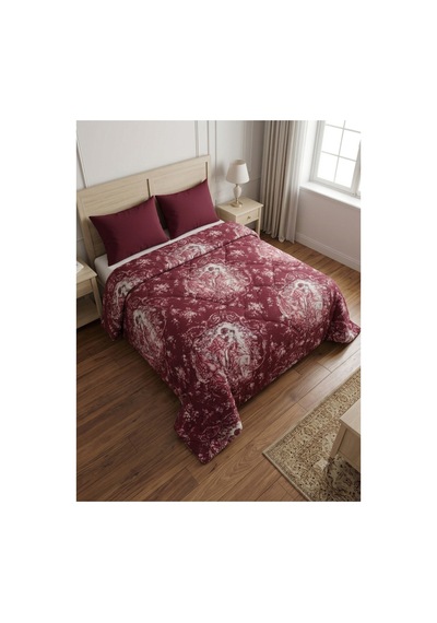 Flanel Pazen Çift Kişilik Yorgan 195 215 Bordo