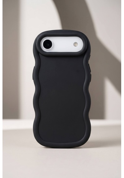 Apple iPhone 17 Air Uyumlu Dalgalı Tasarım Kamera Korumalı Mat Silikon Telefon Kılıfı-54148 Siyah