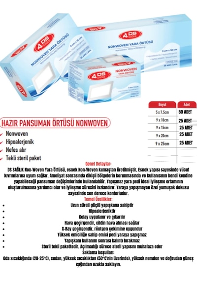 Ds Nonwoven Yara Örtüsü 9x10 25 Adet