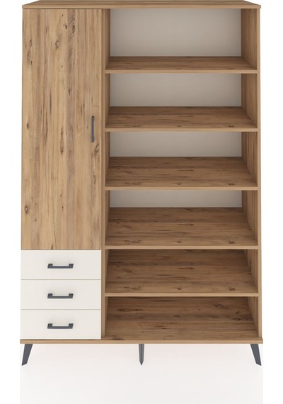 Hyperion Dolap 9 Raflı 3 Çekmeceli 3 Kapaklı 132x44x195 Çam-ç... Çam