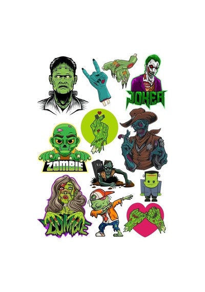 Zombi Sticker Set-5 13 Parça Telefon, Tablet, Defter, Laptop Sticker
