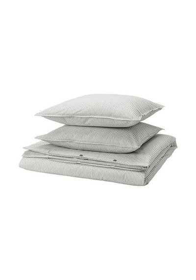 Ikea Solfıbbla Çift Kişilik Nevresim Seti, Gri-beyaz, 240x220/50x60 Cm