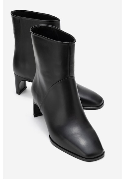 Luvishoes Luvi Shoes Nordy Siyah Cilt Hakiki Deri Kadın Blok Topuklu Bot Siyah