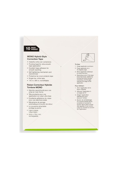 Tombow Mono Hibrit Düzeltme Bandı 10/paket, 16"x394" Genel