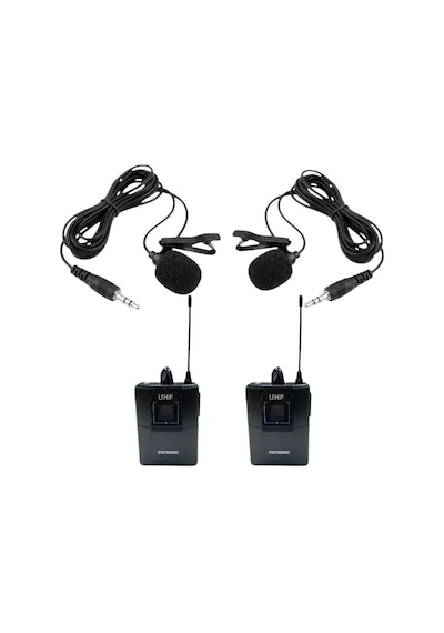 Rose Rw-211-yy Uhf Kablosuz Telsiz Çift Yaka Mikrofon 2x100 Kanal
