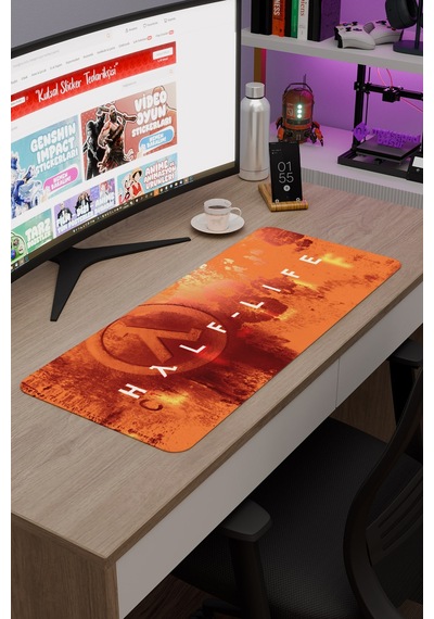Half Life Kaymaz Dikişli Kauçuk Oyuncu Mousepad V5 - 70x30 Xl Gaming Mouse Pad Fare Altlığı