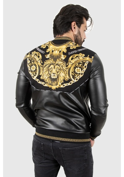 Rizzup Erkek Siyah Dar Kesim Sırtı Aslan Baskılı Taş İşlemeli Suni Deri Ceket / Mont 2200354 Rizzup Erkek Siyah Dar Kesim Sırtı Aslan Baskılı Taş İşlemeli Suni Deri Ceket / Mont 2200354