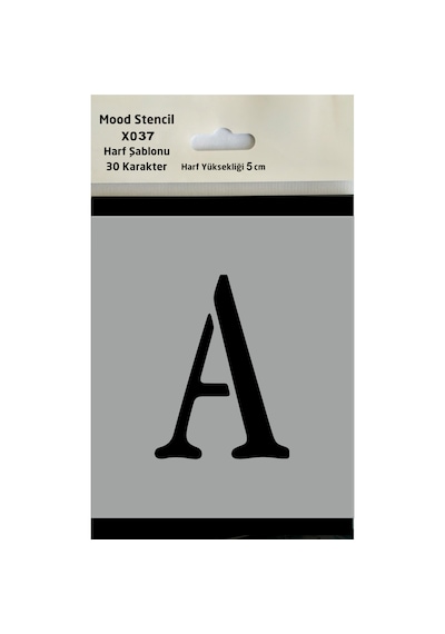 Stencil Harf Boyama Şablonu X037 Harf Yüksekliği 5 Cm