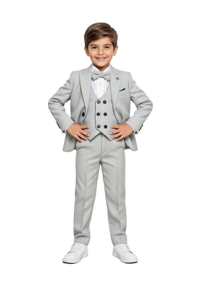 Mnk Baby & Kids Kiryos Erkek Çocuk Kareli Takım Elbise M00806 Gri