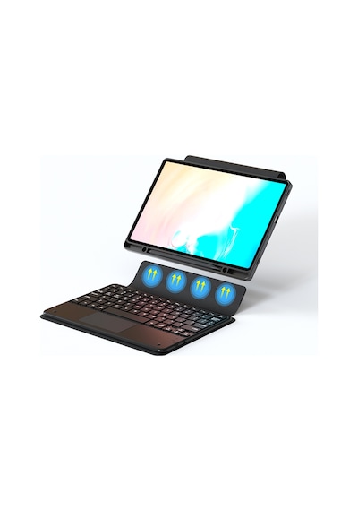 Samsung Galaxy Uyumlu Tab S10 Fe Plus Border Keyboard Bluetooh Bağlantılı Standlı Klavyeli Tablet Kılıfı Kapaklı Kılıf