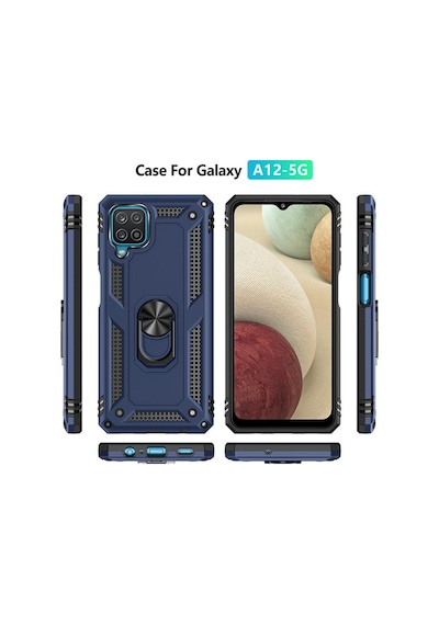 Samsung Galaxy Uyumlu A22 Kılıf Sofya Yüzüklü Silikon Kapak - Lacivert Bz8683140289003