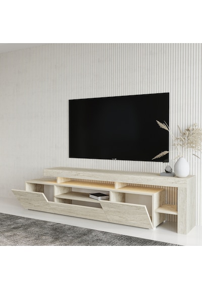 T0014 Led Işıklı Tv Sehpası - Traverten Traverten