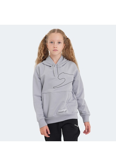 Slazenger LINK Çocuk Kapüşonlu Cepli Taş Gri Sweatshirt