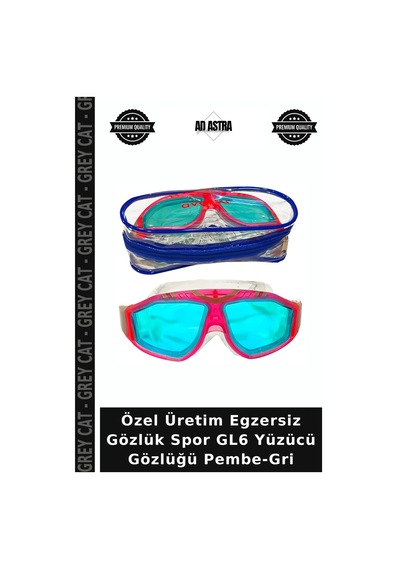 Özel Üretim Egzersiz Gözlük Spor Gl6 Yüzücü Gözlüğü Pembe-gri Gri - Pembe