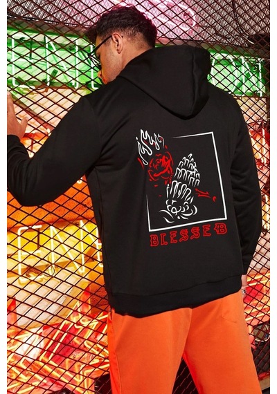 Blesseb Baskılı Sweatshirt Siyah