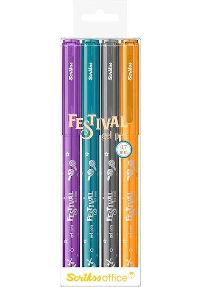 Office Festival Jel Kalem 0.7 Mm Vivid Renkler 4&apos Lü Blıster - 2 124-Pembe