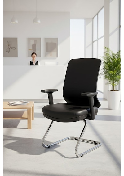 Ofisbazaar Up Deri Misafir Koltuğu Ergonomik Toplantı Ve Bekleme Koltuğu Martin 01- Siyah Deri Siyah Ofisbazaar Up Deri Misafir Koltuğu Ergonomik Toplantı Ve Bekleme Koltuğu Martin 01- Siyah Deri Siyah