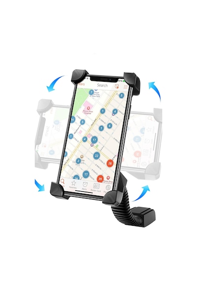 Bisiklet Ve Motosiklet Için Telefon Tutucu 360 Derece Ayarlanabilir Siyah