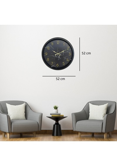 Siyah Mermer Desenli 52 X 52 Cm Duvar Saati