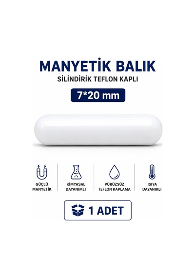 Manyetik Balık Silindirik Teflon Kaplı 7 20mm - 1 Adet