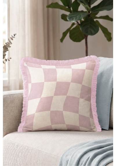 Ekose Geometrik Dalgalı Saçaklı Yastık Kılıfı - Retro Kare Pudra Krem Pembe Püsküllü Kırlent Kılıfı Serin Rota Aura Ekose Geometrik Dalgalı Saçaklı Yastık Kılıfı - Retro Kare Pudra Krem Pembe Püsküllü Kırlent Kılıfı Serin Rota Aura