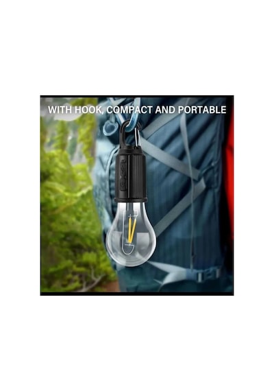 Taşınabilir Şarjlı Led Ampül Outdoor Kamp Bahçe Lambası 10w Askılı Kırılmaz Led Işık Sarı
