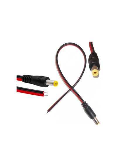 6 ADET 30 cm. JACK POWER CCTV JAK 5.5*1.7mm KAMERA ERKEK KABLO