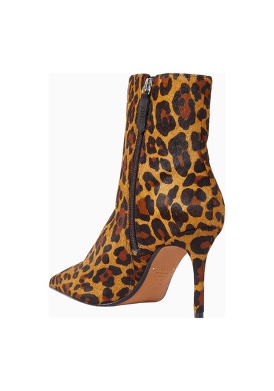 Schutz City Natural 85 Leopar Baskılı, Dana Kuzu Derisi Sivri Burun Lüks Topuklu Bot Kahverengi