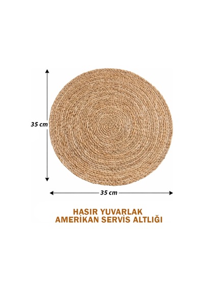 35 Cm Hasır Yuvarlak Amerikan Servis Altlığı Supla Altın