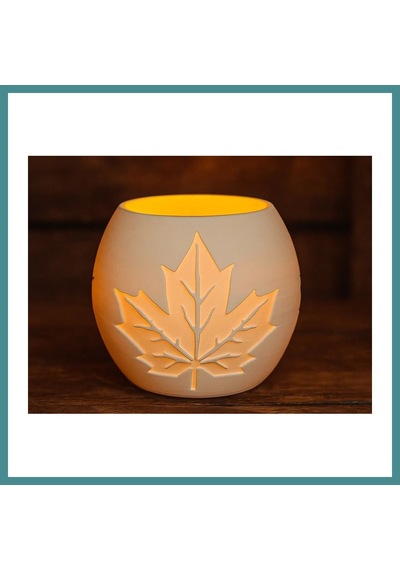 Trendexa 3d Baskı Akçaağaç Yaprağı Kabartmalı Tealight Mumluk Dekoratif Sonbahar Feneri Şamdan Masa Süsü Mac Çok Renkli