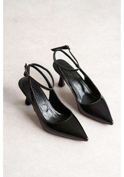 Dabab Shoes Julıette Kadın Siyah Rugan Sivri Burun Bilekten Bantlı 7 Cm İnce Topuklu Slingback Ayakkabı Dabab Shoes Julıette Kadın Siyah Rugan Sivri Burun Bilekten Bantlı 7 Cm İnce Topuklu Slingback Ayakkabı