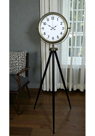 Eskitme Tripod Ayaklı Dekoratif Saat Çok Renkli