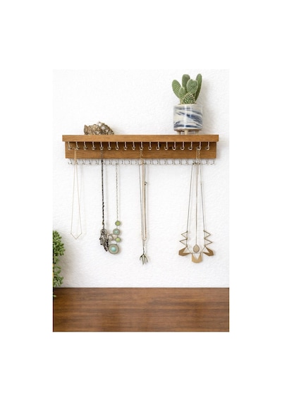 50cm 42kanca Kolye Asma Aparatı Kolye Askısı Metal Takı Standı Ahşap Duvar Askılık & Anahtarlık
