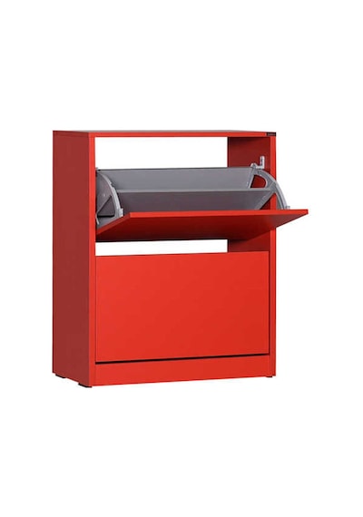 Flat Duo 2 Katlı Geniş Ayakkabılık Dolabı - Kırmızı