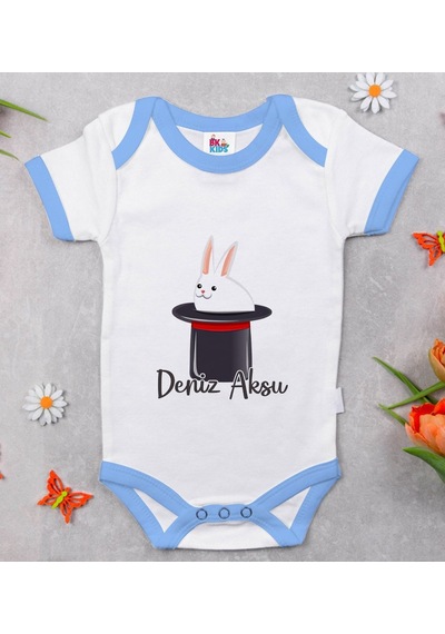 Bitmeyenkartus Bk Kids Kişiye Özel Mavi Bebek Body Zıbın - Model 184 Çok Renkli
