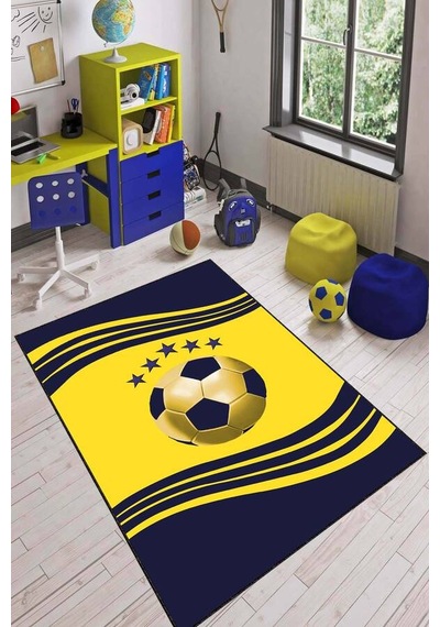 Sarı Lacivert Kaymaz Tabanlı 5 Yıldızlı Tarftar Halısı Vh056n11 Sarı - Lacivert