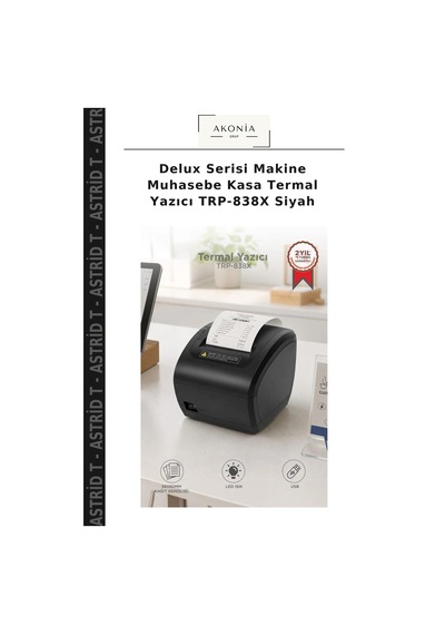 Delux Serisi Makine Muhasebe Kasa Termal Yazıcı Trp-838x Siyah