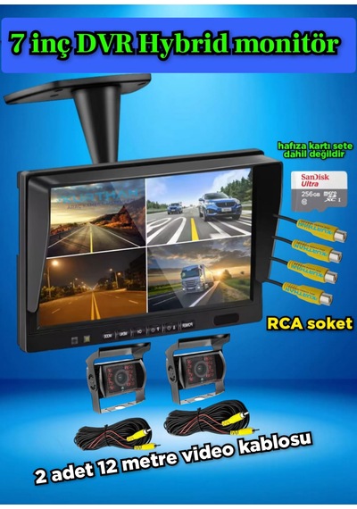 2 Adet Ledli Metal Kasa Kamera Ve 7 İnç Dvr Monitör Seti