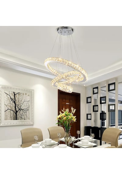 Alfa Kristal Taşlı 40 Lık Led Modern Salon Avize