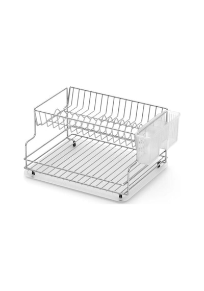 Geseus Home İki Katlı Tabaklık Bulaşıklık Krom Şeffaf Kb005