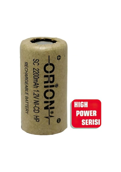 Orion High Power Serisi 2200 mAh 1.2 V SC Boy Ni-CD Industrial Şarj Edilebilir Pil